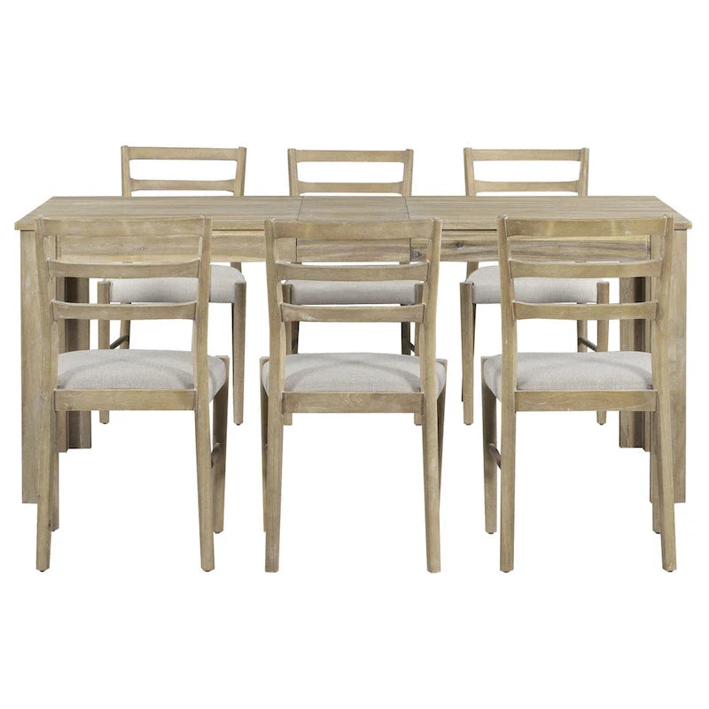 Nestfair 7-Piece Wooden Dining Set: Table with 6 Chairs and 2 Storage Drawers 4