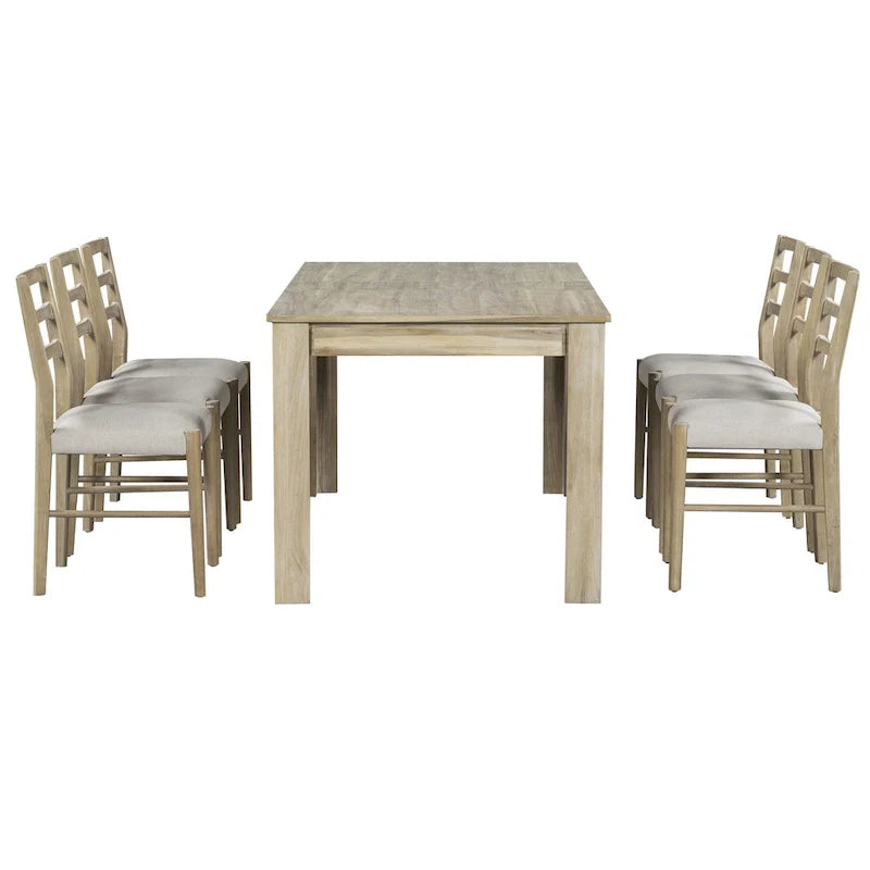 Nestfair 7-Piece Wooden Dining Set: Table with 6 Chairs and 2 Storage Drawers 5