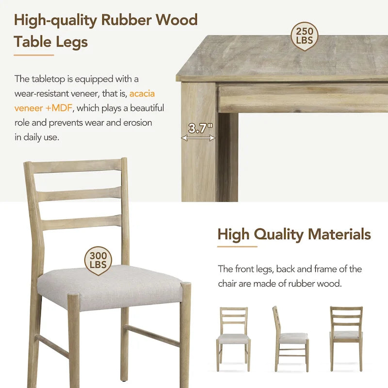 Nestfair 7-Piece Wooden Dining Set: Table with 6 Chairs and 2 Storage Drawers 10