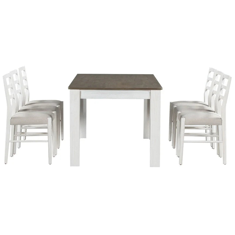 Nestfair 7-Piece Wooden Dining Set: Table with 6 Chairs and 2 Storage Drawers 16