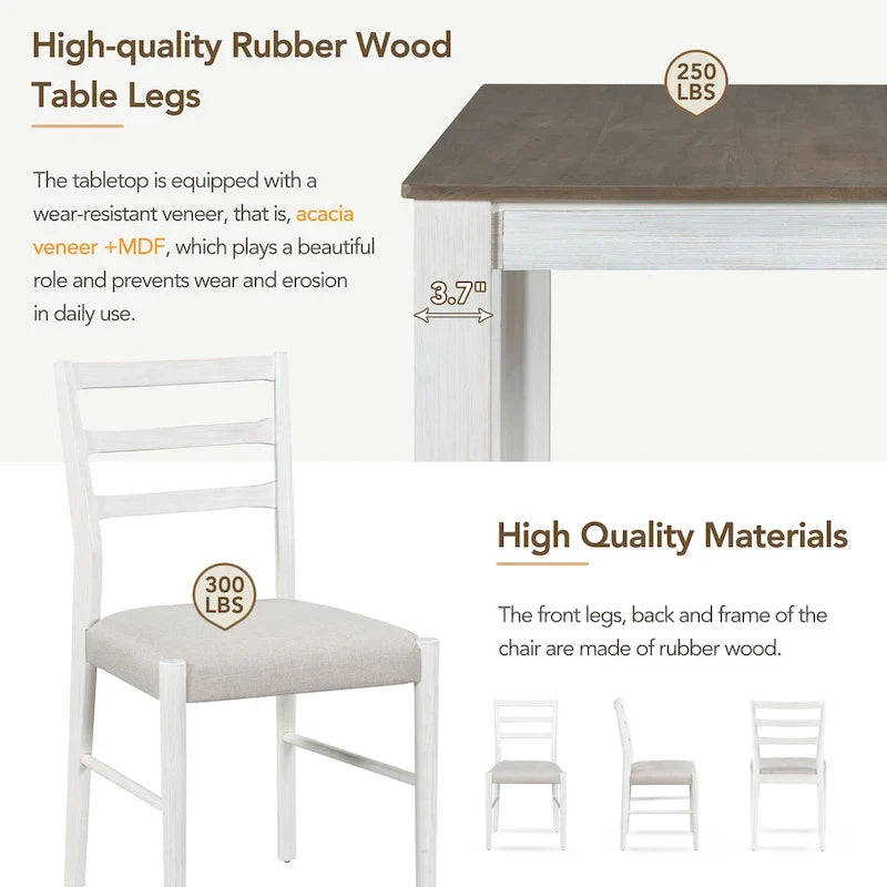 Nestfair 7-Piece Wooden Dining Set: Table with 6 Chairs and 2 Storage Drawers 20