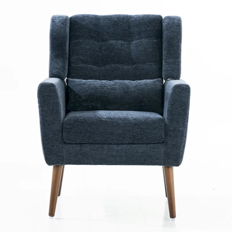 Cozy Mid-Century Reading Chair Upholstered in Chenille Fabric 26