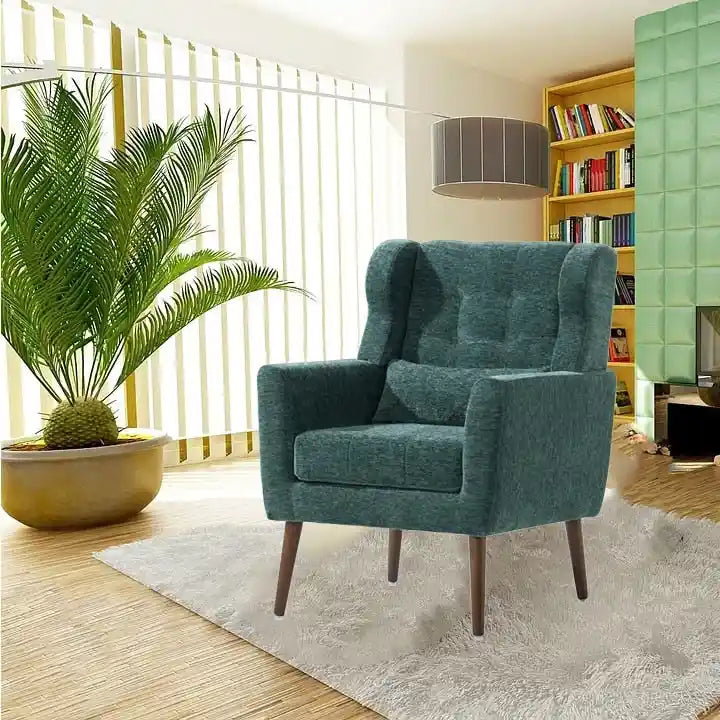 Cozy Mid-Century Reading Chair Upholstered in Chenille Fabric 1