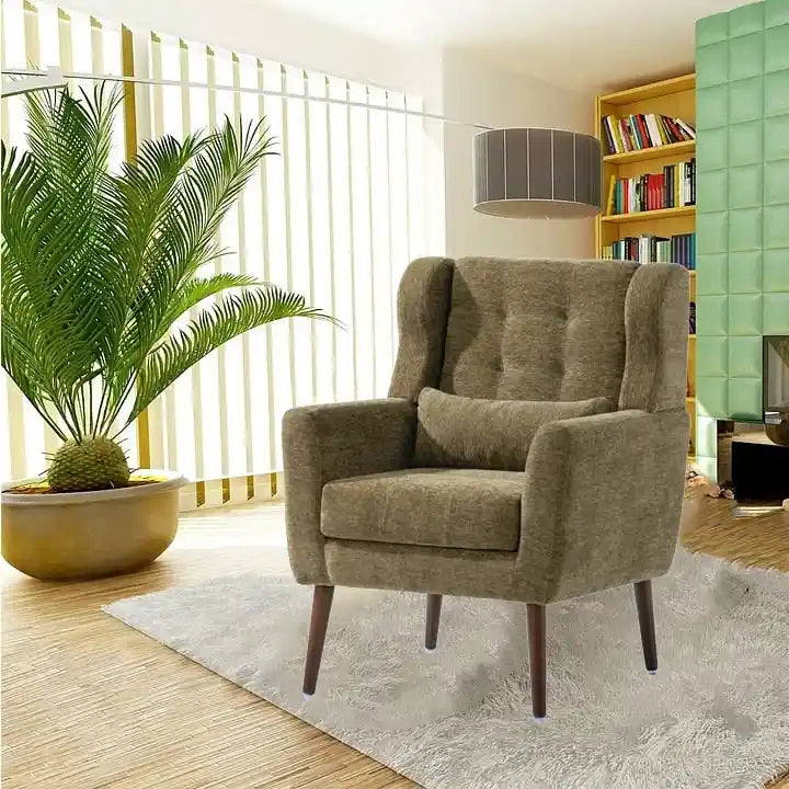 Cozy Mid-Century Reading Chair Upholstered in Chenille Fabric 3
