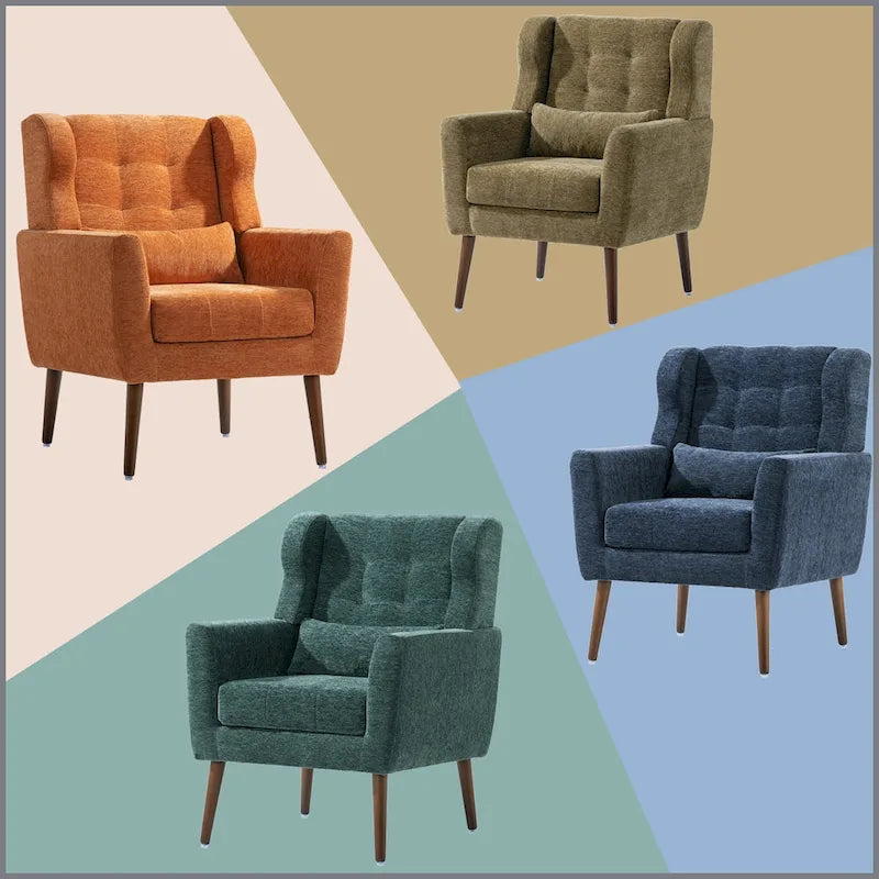 Cozy Mid-Century Reading Chair Upholstered in Chenille Fabric 5