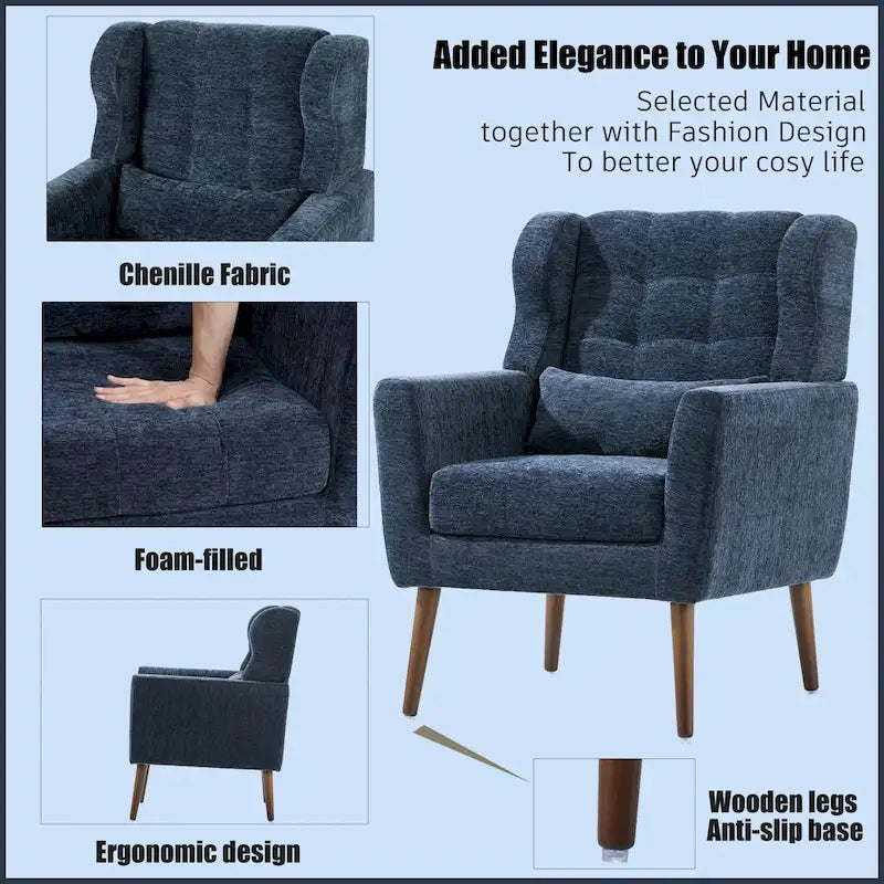 Cozy Mid-Century Reading Chair Upholstered in Chenille Fabric 8
