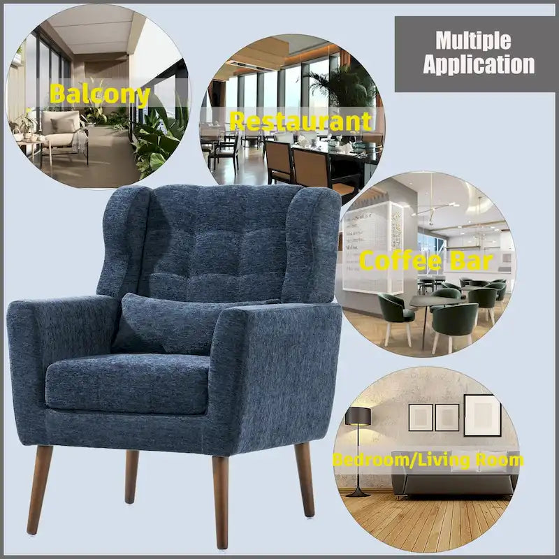 Cozy Mid-Century Reading Chair Upholstered in Chenille Fabric 9