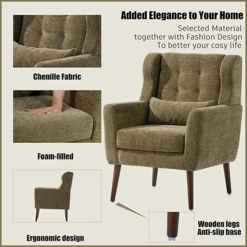Cozy Mid-Century Reading Chair Upholstered in Chenille Fabric 14