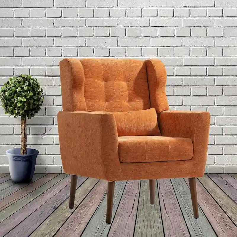 Cozy Mid-Century Reading Chair Upholstered in Chenille Fabric 17