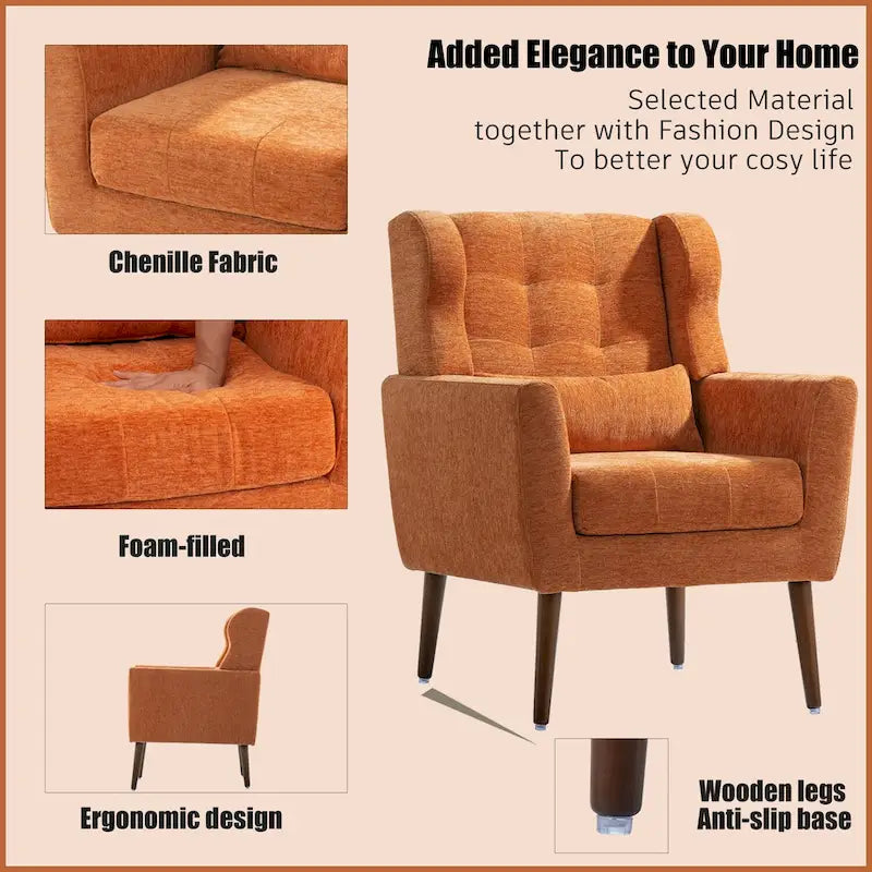 Cozy Mid-Century Reading Chair Upholstered in Chenille Fabric 18