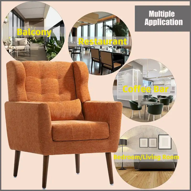 Cozy Mid-Century Reading Chair Upholstered in Chenille Fabric 19