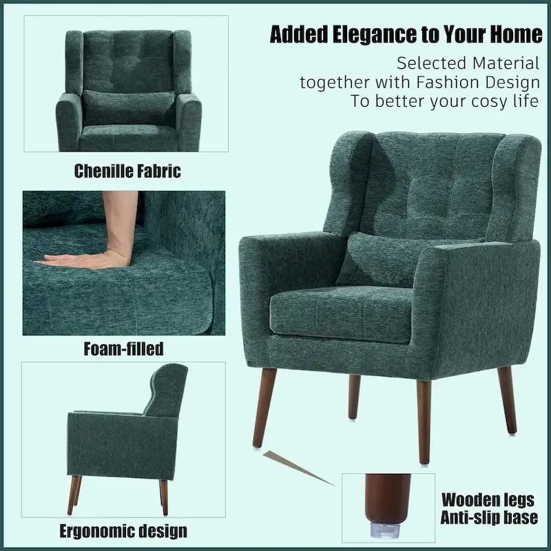 Cozy Mid-Century Reading Chair Upholstered in Chenille Fabric 23