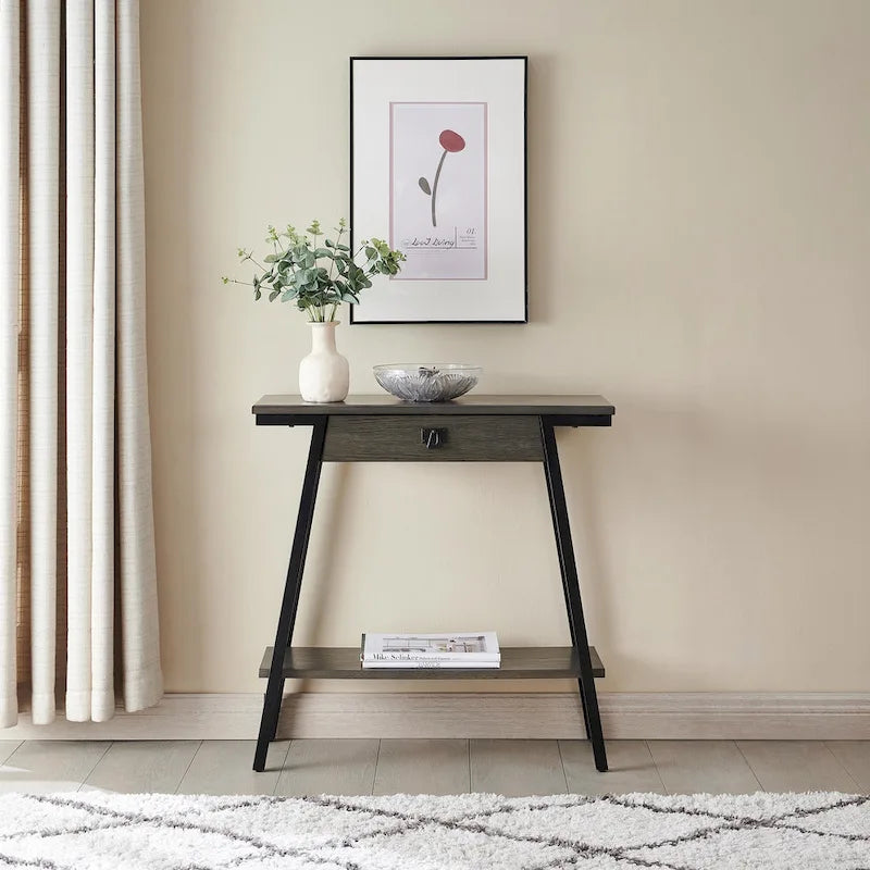 Leick Home Empiria Wooden Console Table with Drawer and Metal Frame 2