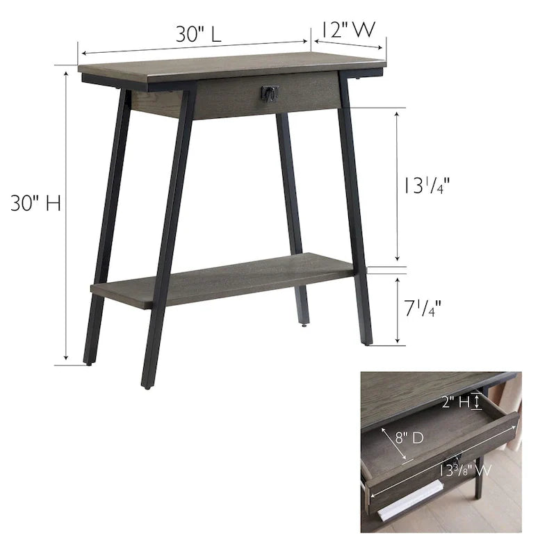Leick Home Empiria Wooden Console Table with Drawer and Metal Frame 4