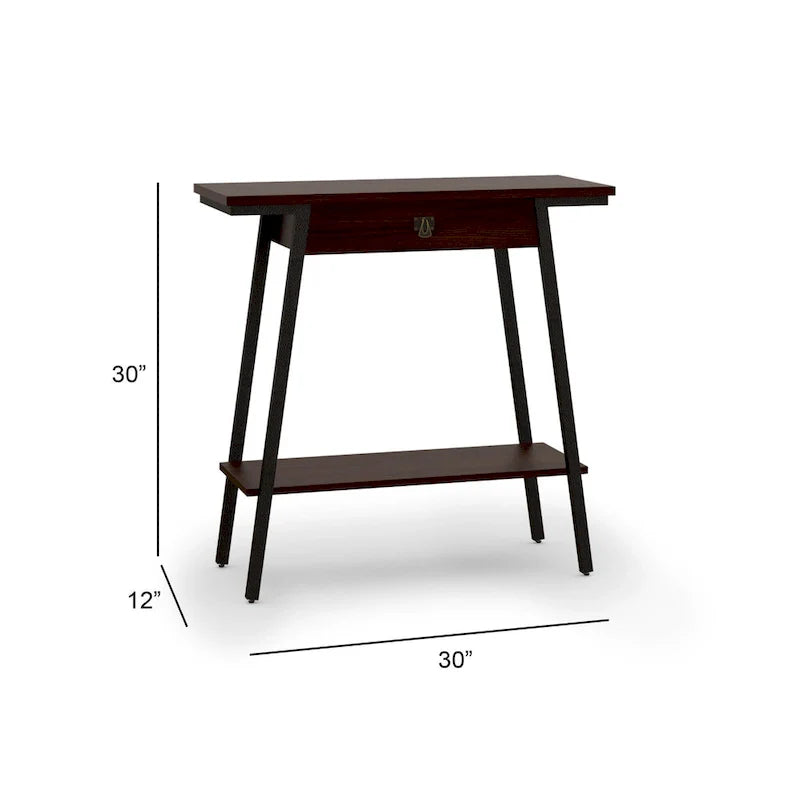 Leick Home Empiria Wooden Console Table with Drawer and Metal Frame 9