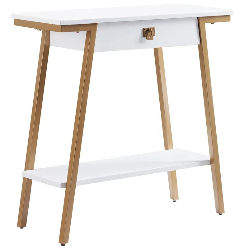 Leick Home Empiria Wooden Console Table with Drawer and Metal Frame 11