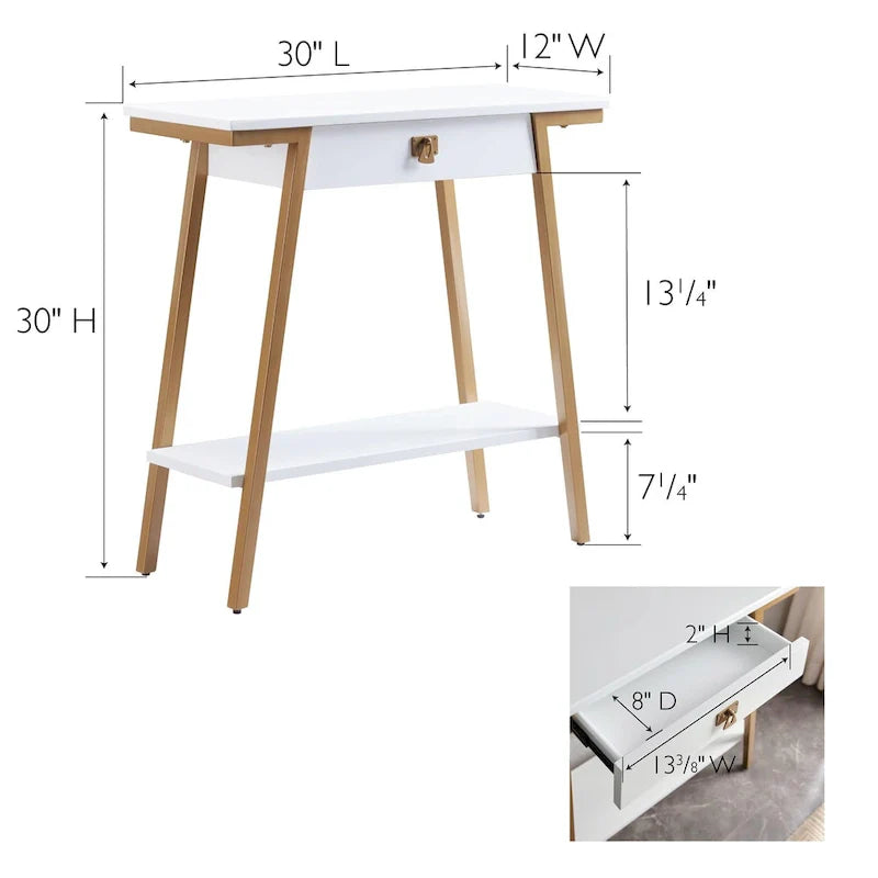 Leick Home Empiria Wooden Console Table with Drawer and Metal Frame 12