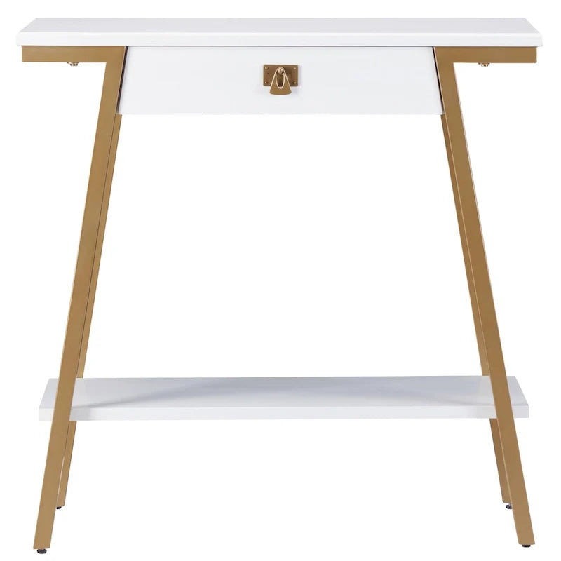 Leick Home Empiria Wooden Console Table with Drawer and Metal Frame 14