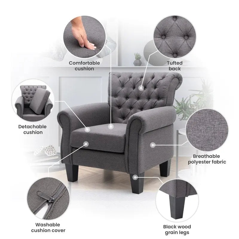 Pellebant Contemporary Club Armchair - Stylish Accent Chair for Living Room 13