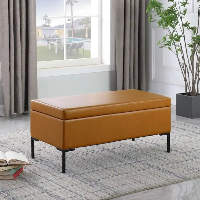HomePop Metal-Leg Storage Bench 1