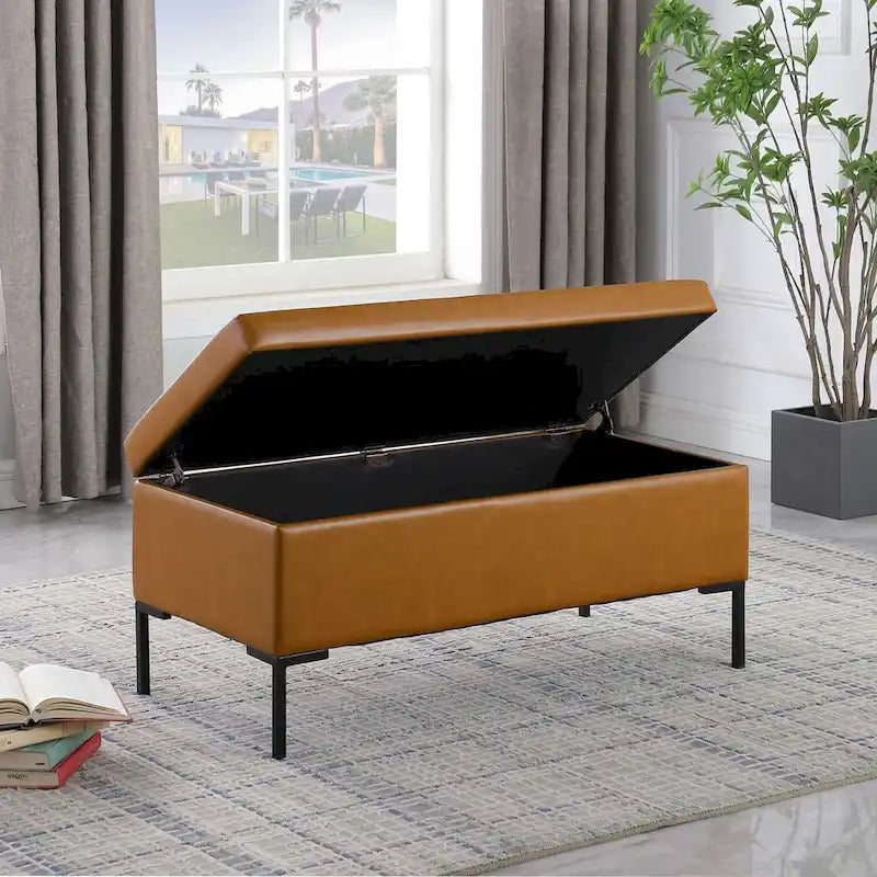 HomePop Metal-Leg Storage Bench 7