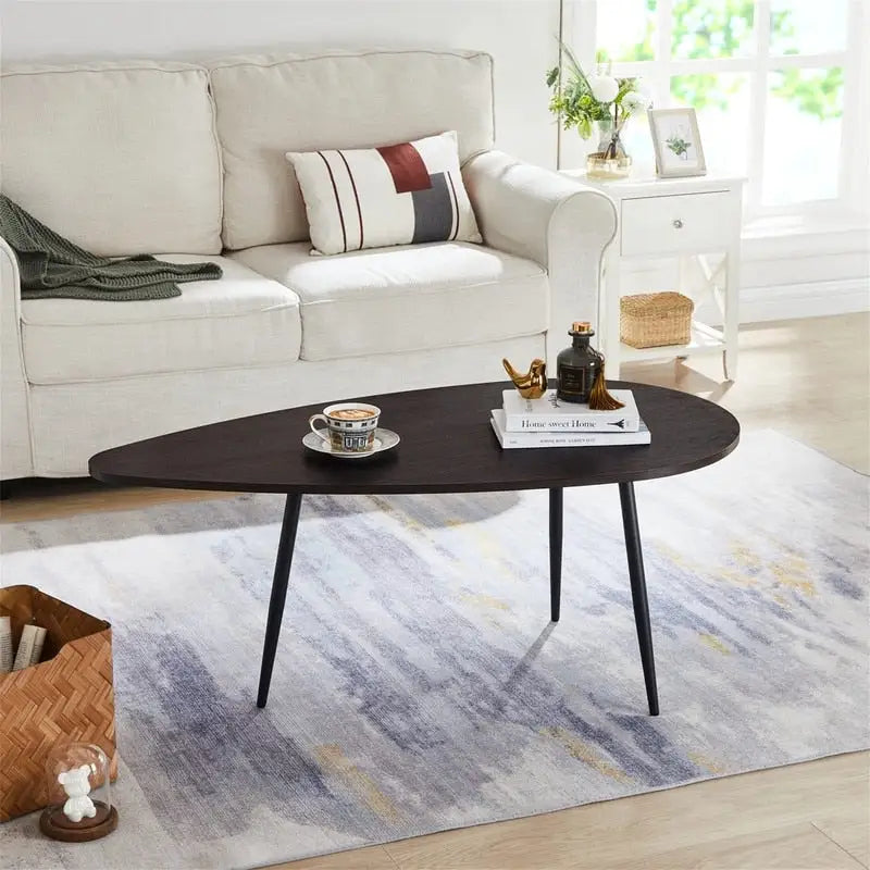 Unique Oval Coffee Table for Small Spaces - Dimensions: 22.2D x 42.5W x 17.1H 4