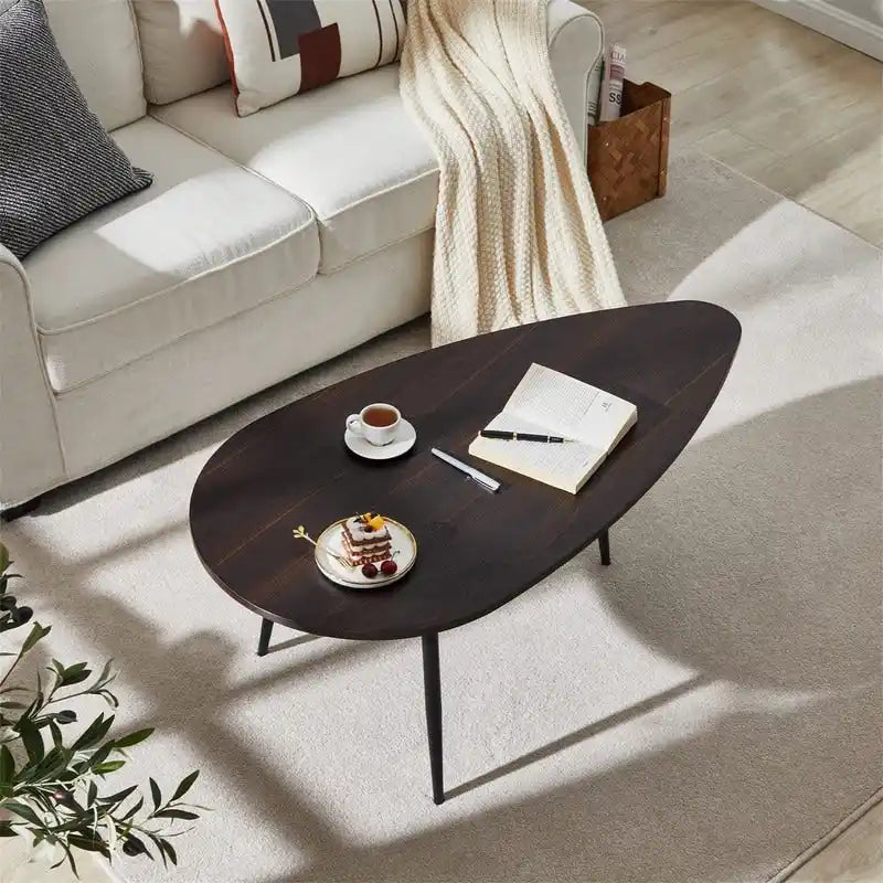 Unique Oval Coffee Table for Small Spaces - Dimensions: 22.2D x 42.5W x 17.1H 7