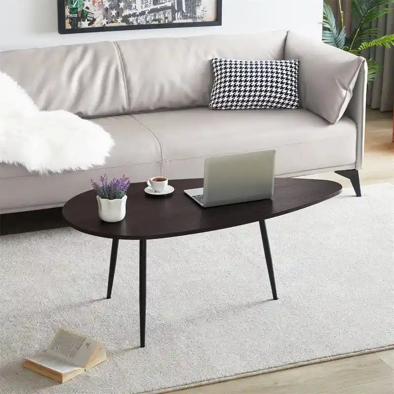 Unique Oval Coffee Table for Small Spaces - Dimensions: 22.2D x 42.5W x 17.1H 8