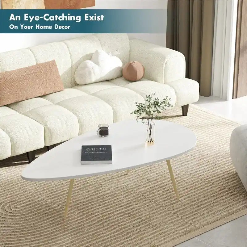 Unique Oval Coffee Table for Small Spaces - Dimensions: 22.2D x 42.5W x 17.1H 11