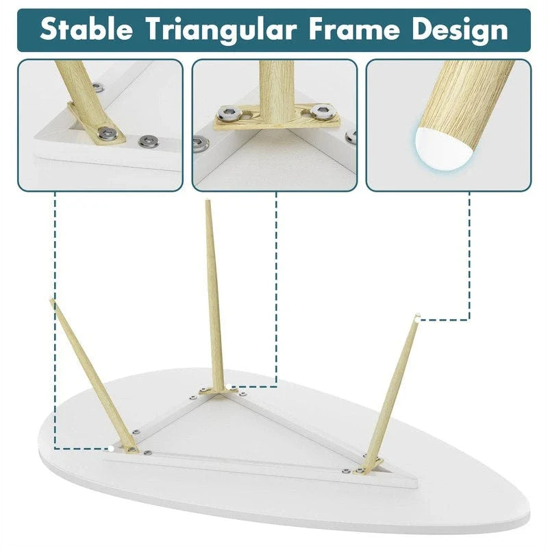 Unique Oval Coffee Table for Small Spaces - Dimensions: 22.2D x 42.5W x 17.1H 12