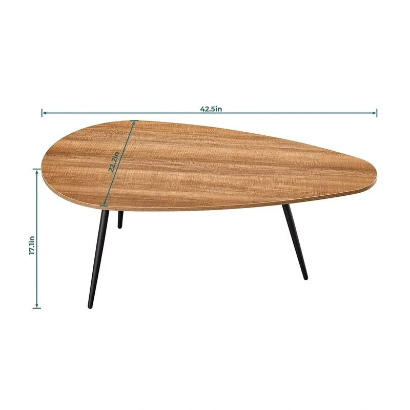 Unique Oval Coffee Table for Small Spaces - Dimensions: 22.2D x 42.5W x 17.1H 14