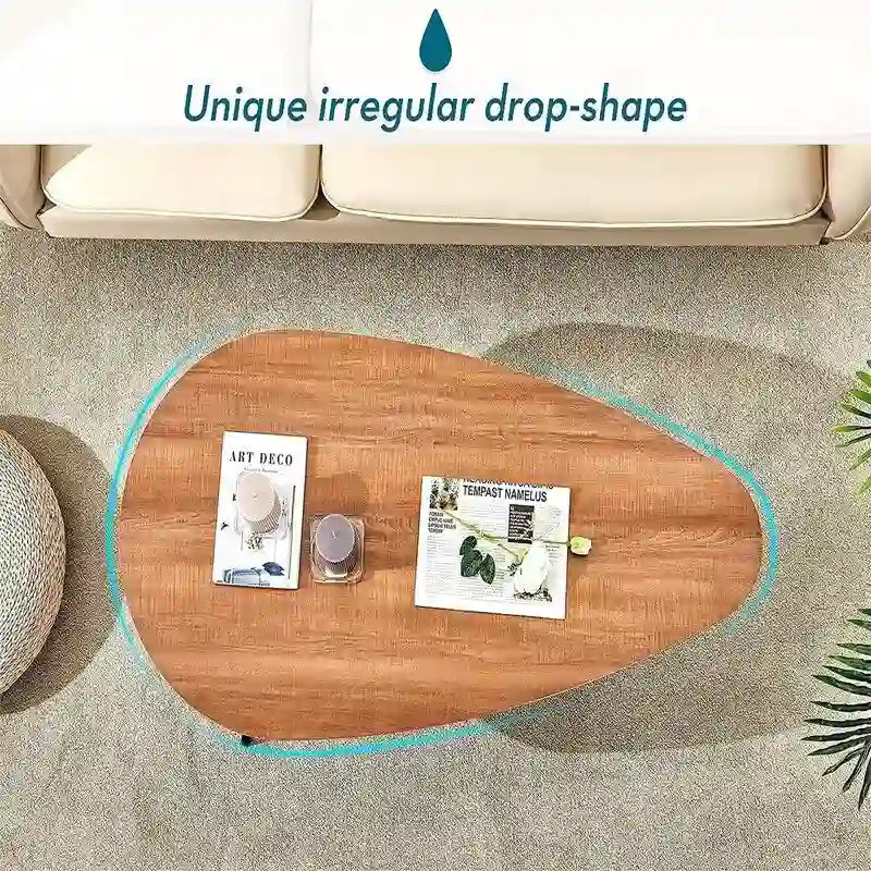 Unique Oval Coffee Table for Small Spaces - Dimensions: 22.2D x 42.5W x 17.1H 15