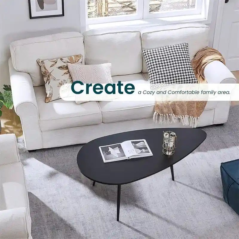Unique Oval Coffee Table for Small Spaces - Dimensions: 22.2D x 42.5W x 17.1H 18