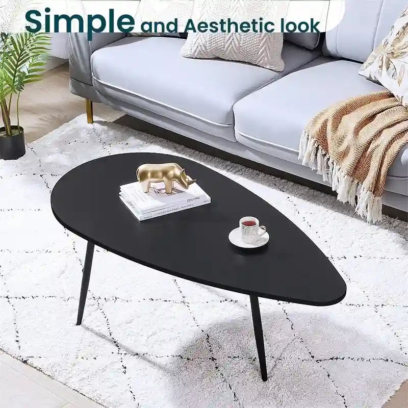 Unique Oval Coffee Table for Small Spaces - Dimensions: 22.2D x 42.5W x 17.1H 19
