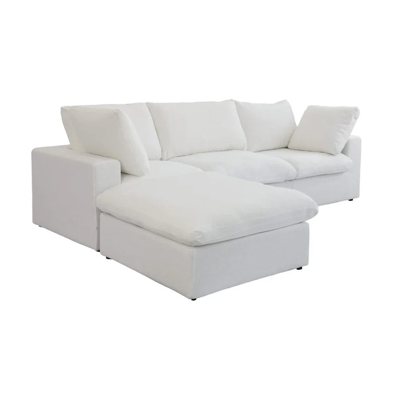 Sectional Couch with L-Shaped Design and Linen Upholstery, Featuring Multiple Cushions 5