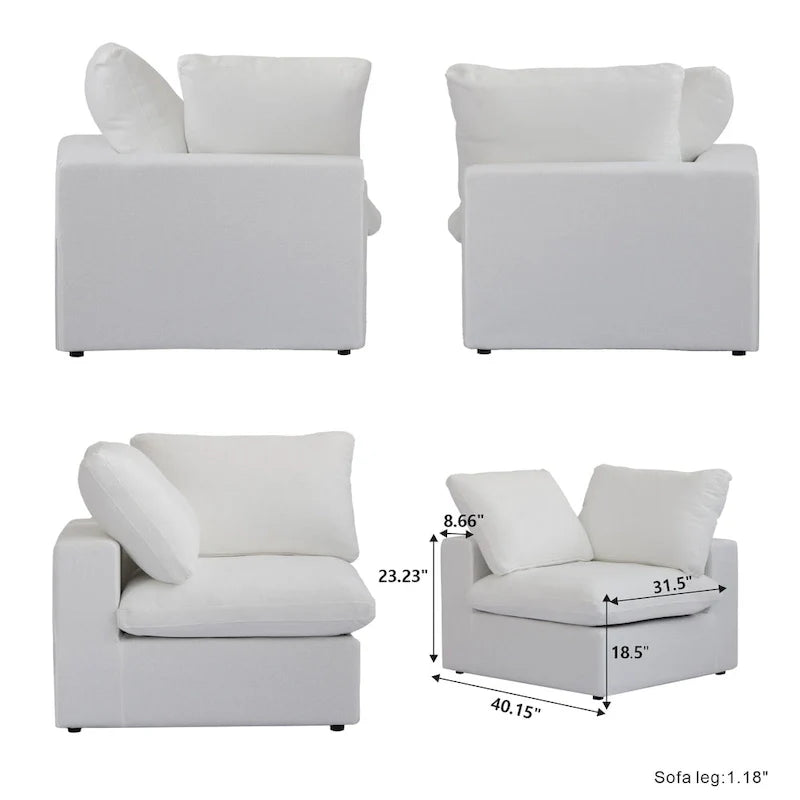 Sectional Couch with L-Shaped Design and Linen Upholstery, Featuring Multiple Cushions 6