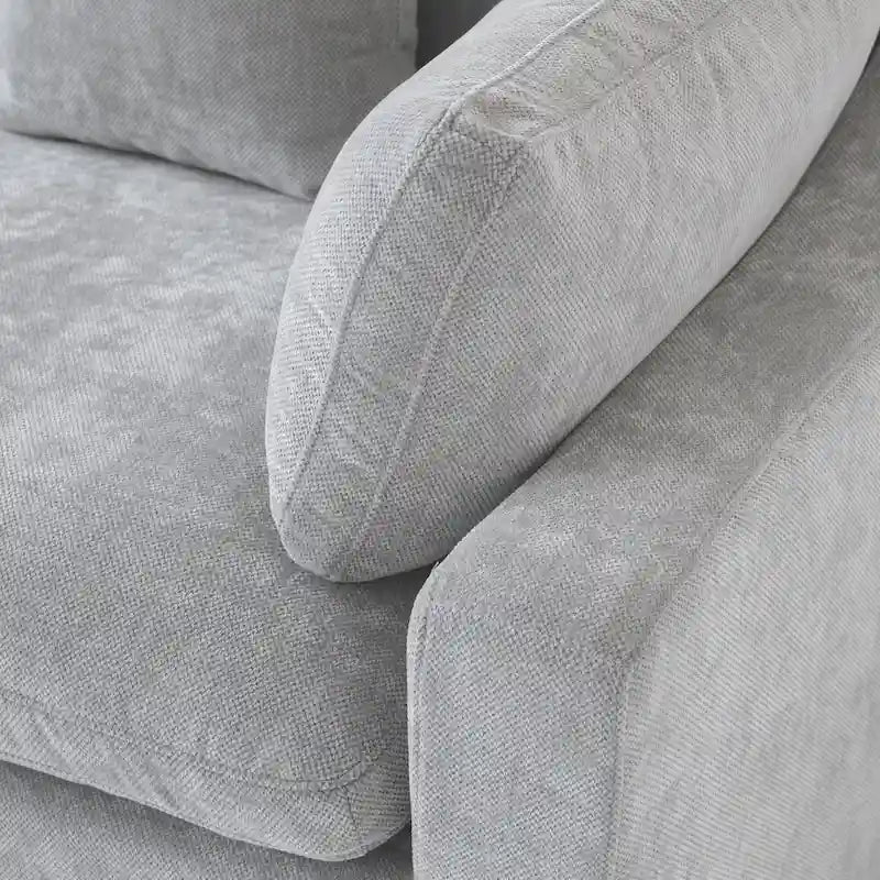 Sectional Couch with L-Shaped Design and Linen Upholstery, Featuring Multiple Cushions 16