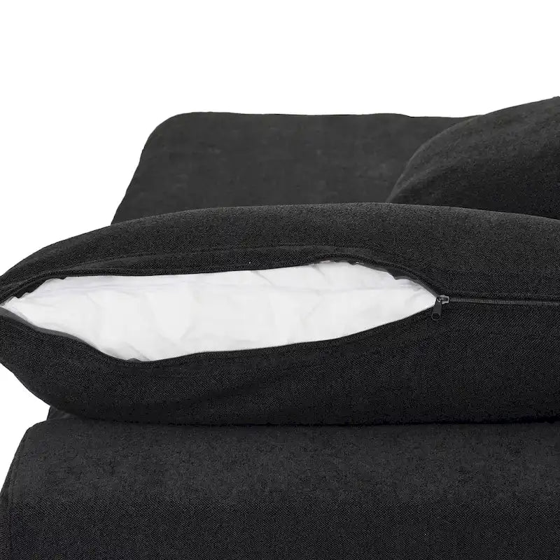 Sectional Couch with L-Shaped Design and Linen Upholstery, Featuring Multiple Cushions 25