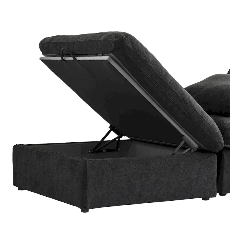 Sectional Couch with L-Shaped Design and Linen Upholstery, Featuring Multiple Cushions 27