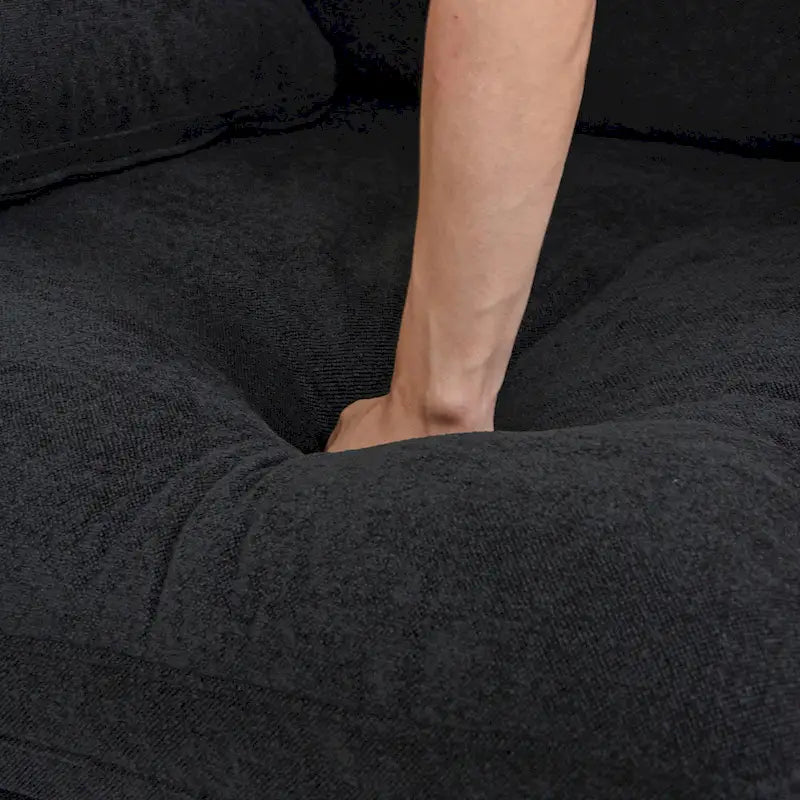 Sectional Couch with L-Shaped Design and Linen Upholstery, Featuring Multiple Cushions 31