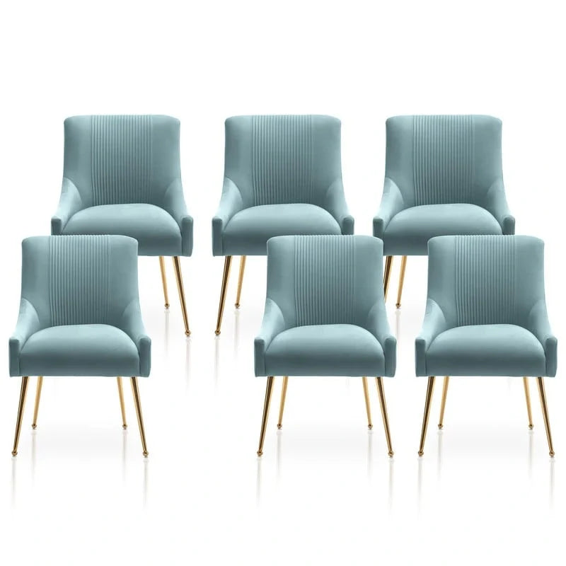 SEYNAR Set of 6 Modern Glam Boucle Velvet Dining or Vanity Chairs with Rear Handle 6