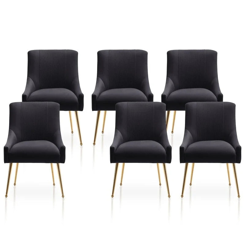 SEYNAR Set of 6 Modern Glam Boucle Velvet Dining or Vanity Chairs with Rear Handle 17