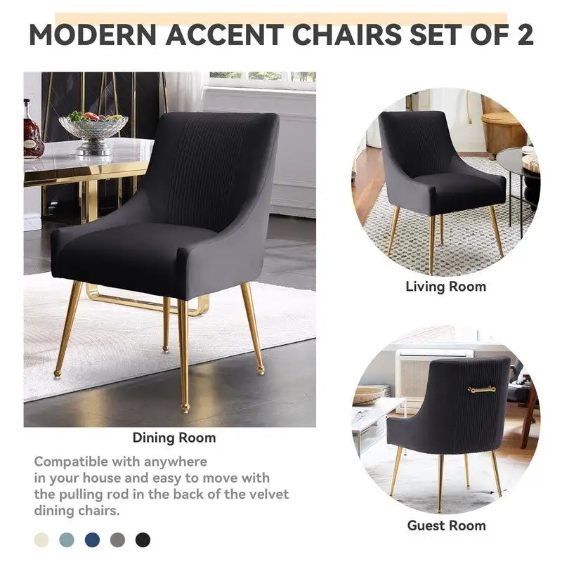 SEYNAR Set of 6 Modern Glam Boucle Velvet Dining or Vanity Chairs with Rear Handle 18