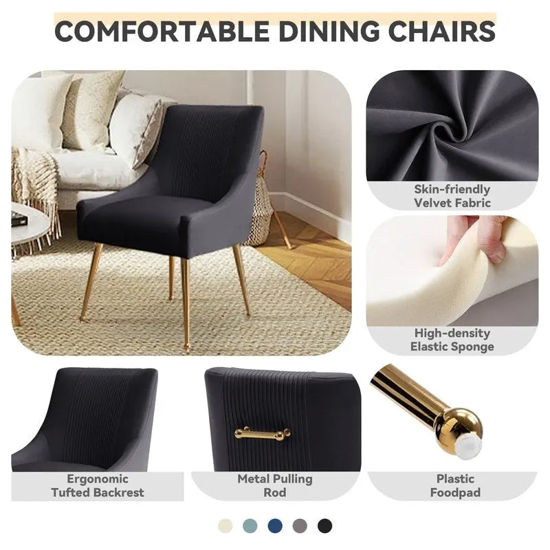 SEYNAR Set of 6 Modern Glam Boucle Velvet Dining or Vanity Chairs with Rear Handle 20