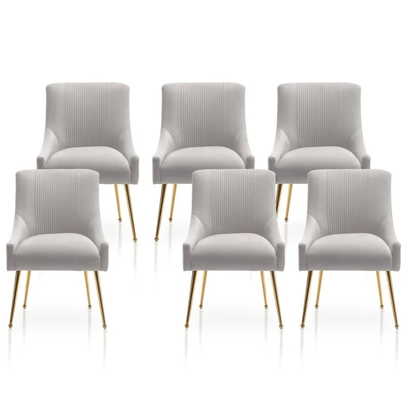 SEYNAR Set of 6 Modern Glam Boucle Velvet Dining or Vanity Chairs with Rear Handle 28