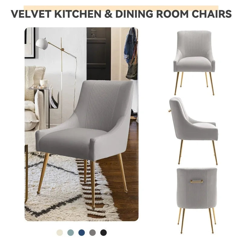 SEYNAR Set of 6 Modern Glam Boucle Velvet Dining or Vanity Chairs with Rear Handle 30