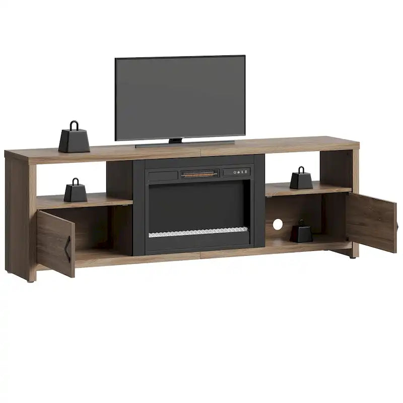 71-Inch TV Stand for 75-Inch TVs with LED Fireplace and Storage Cabinet 17