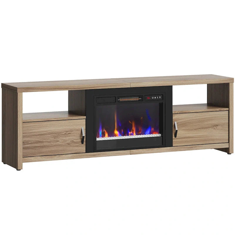71-Inch TV Stand for 75-Inch TVs with LED Fireplace and Storage Cabinet 18