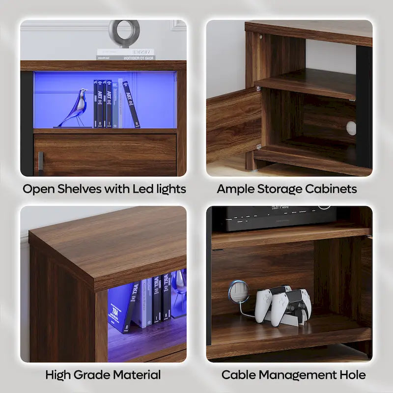 71-Inch TV Stand for 75-Inch TVs with LED Fireplace and Storage Cabinet 23