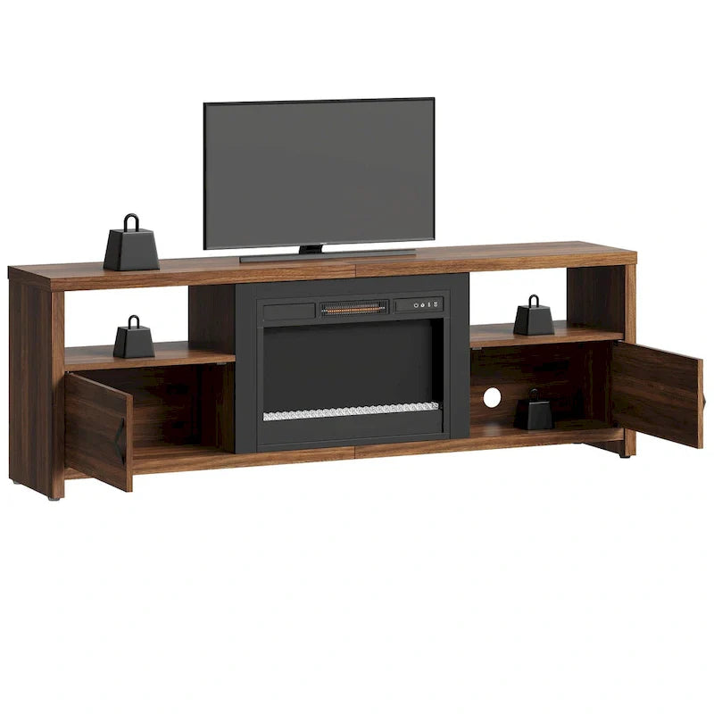 71-Inch TV Stand for 75-Inch TVs with LED Fireplace and Storage Cabinet 27